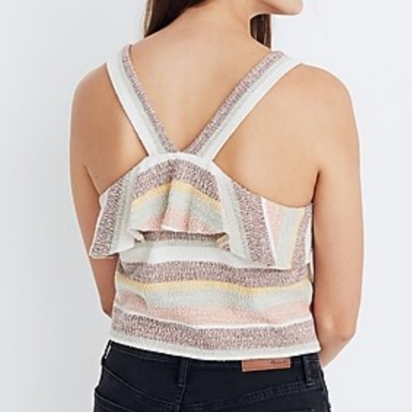 Madewell Stripe Brown Textured Top. Size Small - Picture 2 of 7